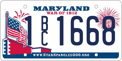 MD license plate 1BC1668