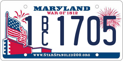 MD license plate 1BC1705