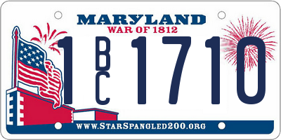 MD license plate 1BC1710
