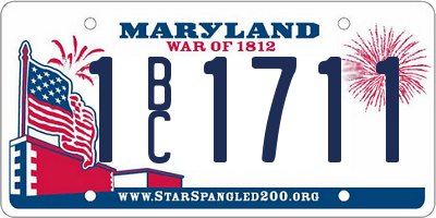 MD license plate 1BC1711