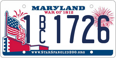 MD license plate 1BC1726
