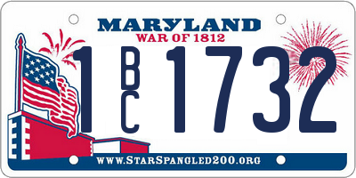 MD license plate 1BC1732