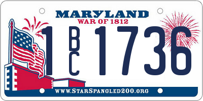 MD license plate 1BC1736