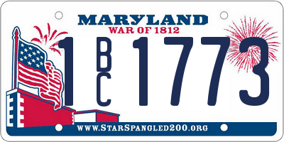 MD license plate 1BC1773