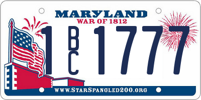 MD license plate 1BC1777