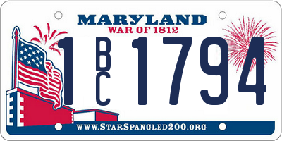 MD license plate 1BC1794