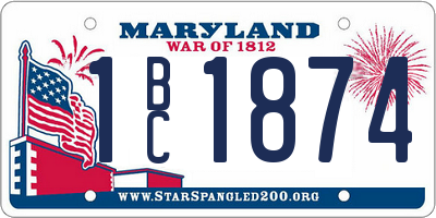MD license plate 1BC1874