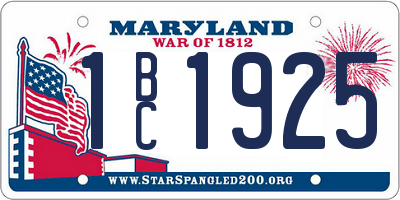 MD license plate 1BC1925