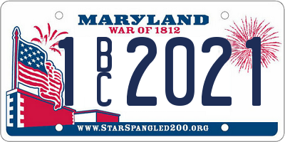 MD license plate 1BC2021