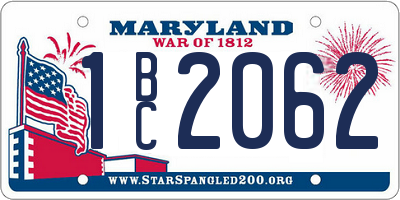 MD license plate 1BC2062