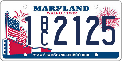 MD license plate 1BC2125