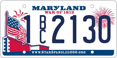 MD license plate 1BC2130