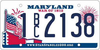 MD license plate 1BC2138