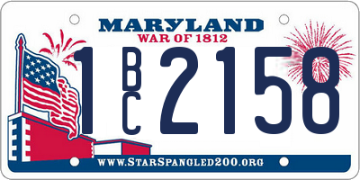 MD license plate 1BC2158