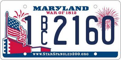 MD license plate 1BC2160
