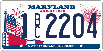 MD license plate 1BC2204