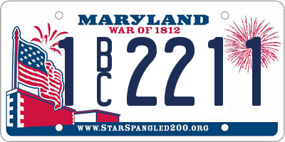 MD license plate 1BC2211