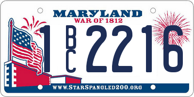 MD license plate 1BC2216