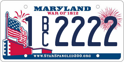 MD license plate 1BC2222