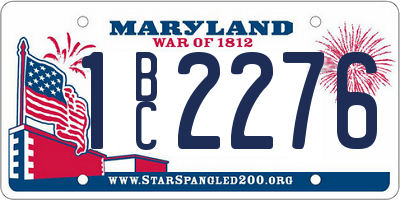 MD license plate 1BC2276