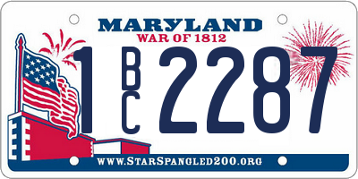 MD license plate 1BC2287