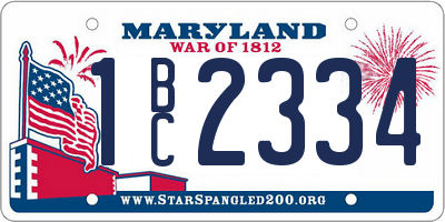 MD license plate 1BC2334