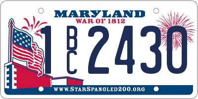 MD license plate 1BC2430