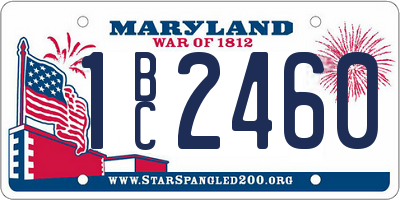 MD license plate 1BC2460