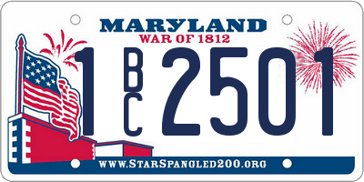MD license plate 1BC2501