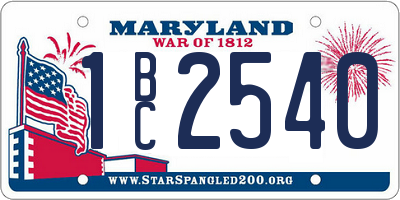 MD license plate 1BC2540
