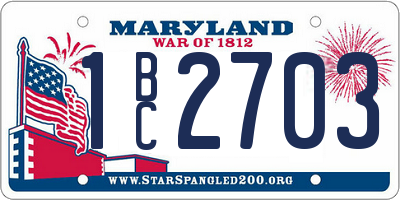 MD license plate 1BC2703