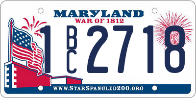 MD license plate 1BC2718