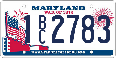 MD license plate 1BC2783