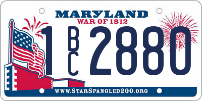 MD license plate 1BC2880