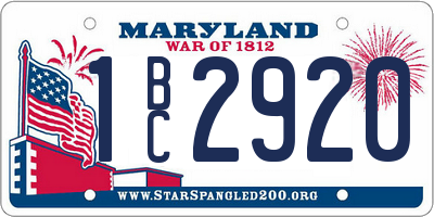 MD license plate 1BC2920