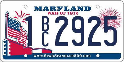 MD license plate 1BC2925
