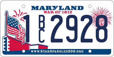 MD license plate 1BC2928
