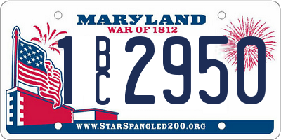 MD license plate 1BC2950