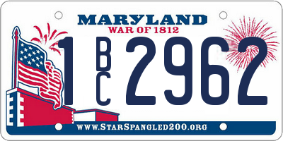 MD license plate 1BC2962