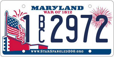 MD license plate 1BC2972