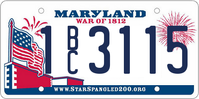MD license plate 1BC3115