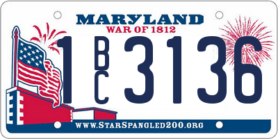 MD license plate 1BC3136