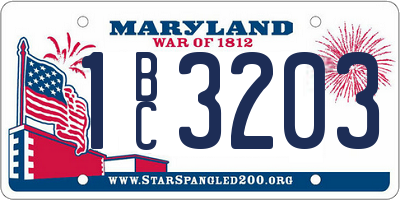 MD license plate 1BC3203