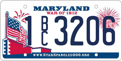 MD license plate 1BC3206