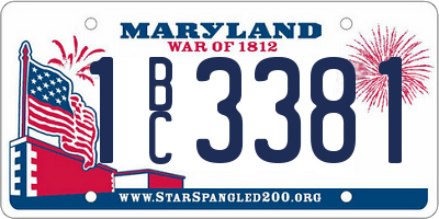 MD license plate 1BC3381