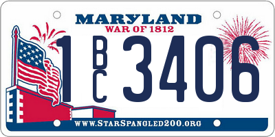 MD license plate 1BC3406