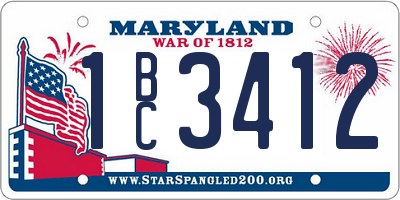 MD license plate 1BC3412