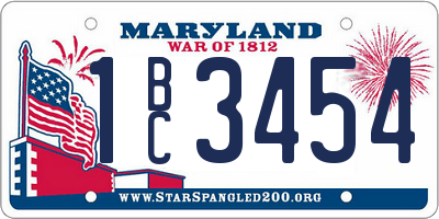 MD license plate 1BC3454