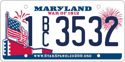 MD license plate 1BC3532