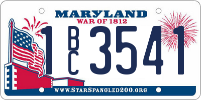 MD license plate 1BC3541